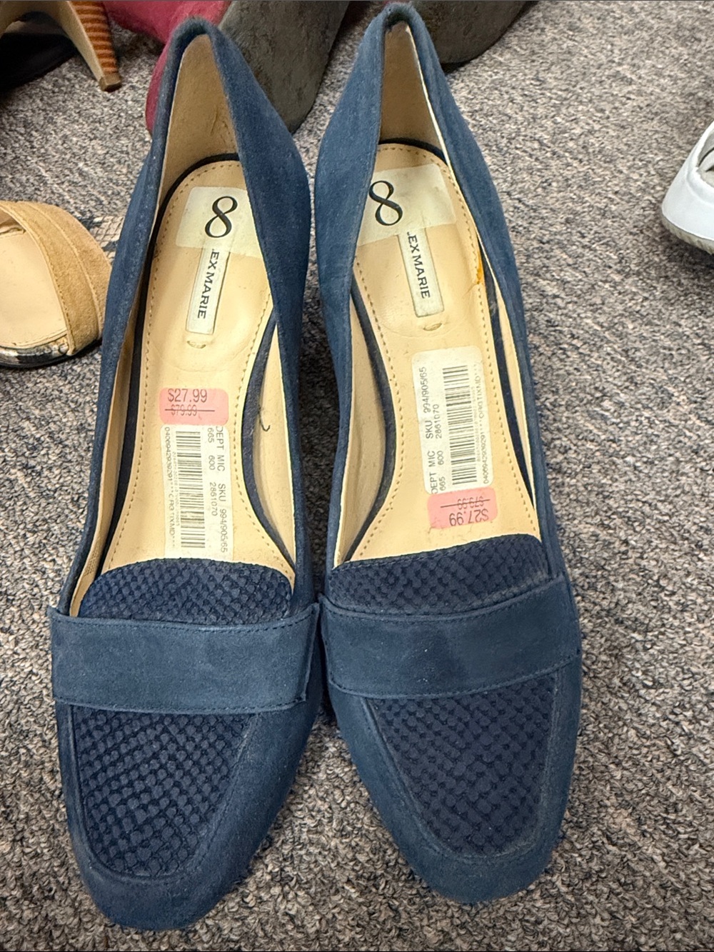 Alex Marie’s Navy Suede Loafer Pump - Womens block heel size 8N US